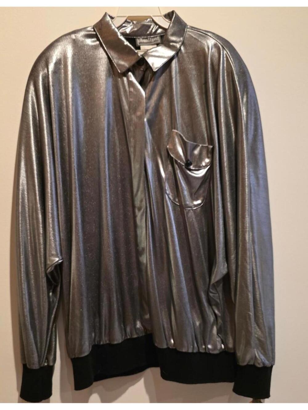 VTG 80s NWT Thomas O. Sport Metallic Silver Bomber Jacket